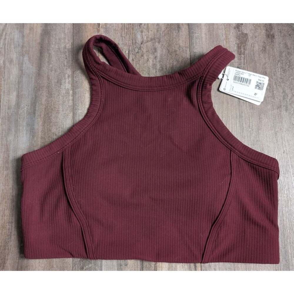 lululemon athletica Ribbed High-Neck Sports Bra in Deep Berry
